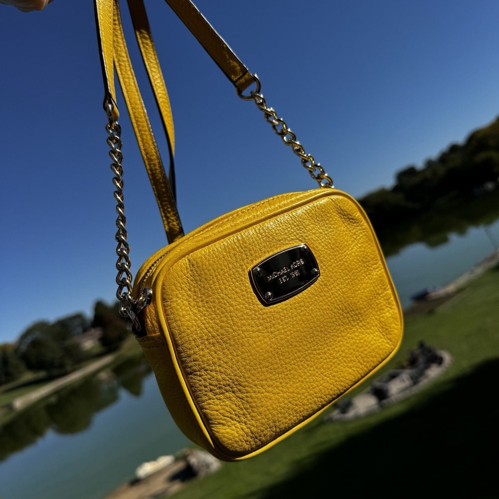 Michael Kors Jet Set Camera Crossbody Bag Yellow Leather